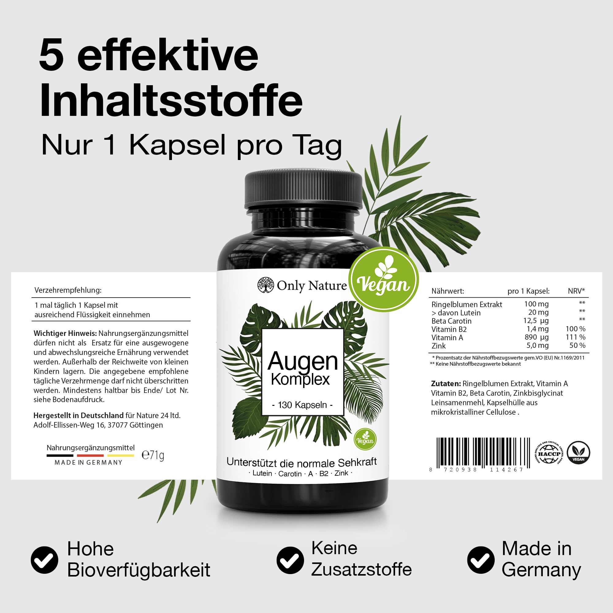 NEU: Augenvitamine - 130 Lutein Zeaxanthin Kapseln