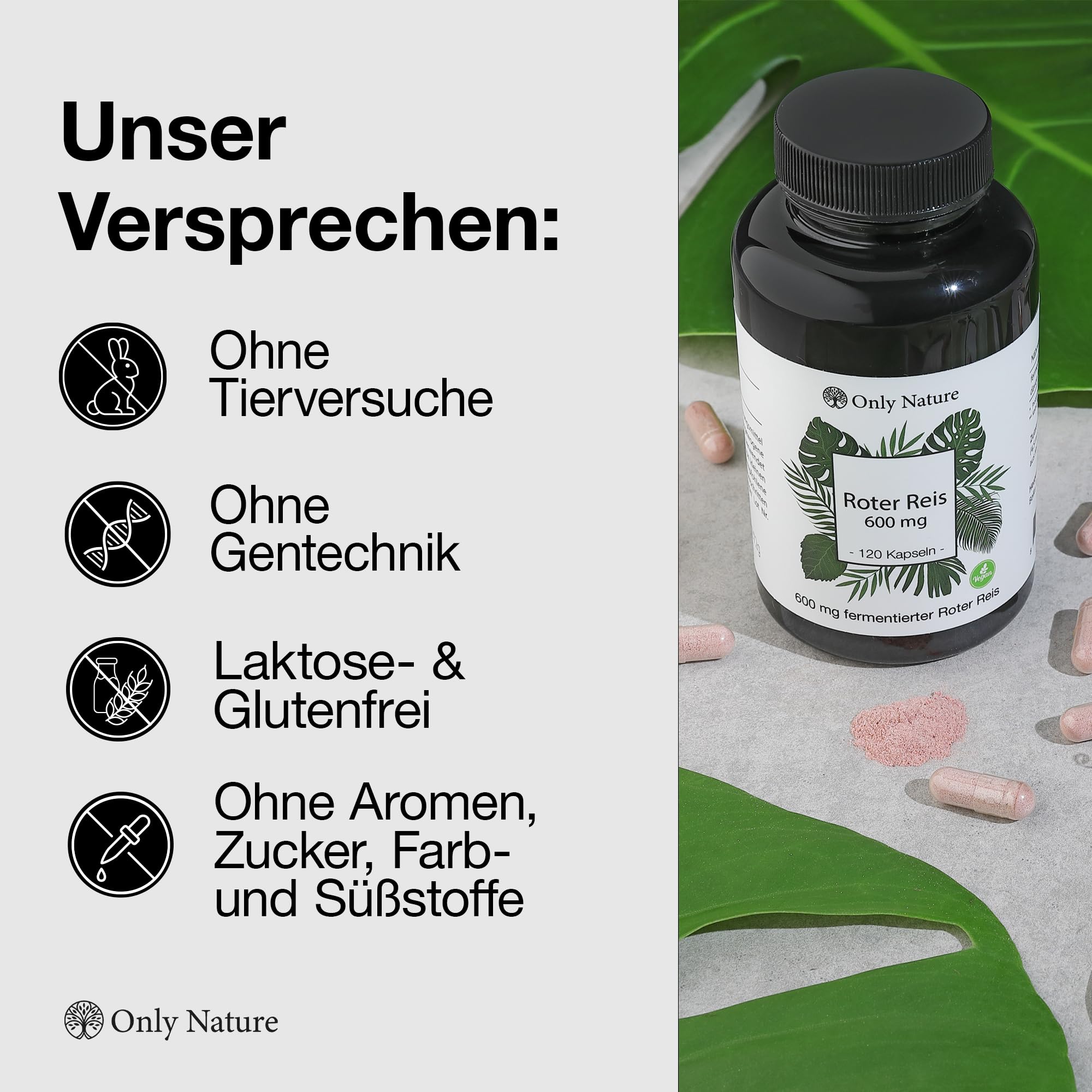 Roter Reis 600 mg - Hochdosiert - 120 Kapseln