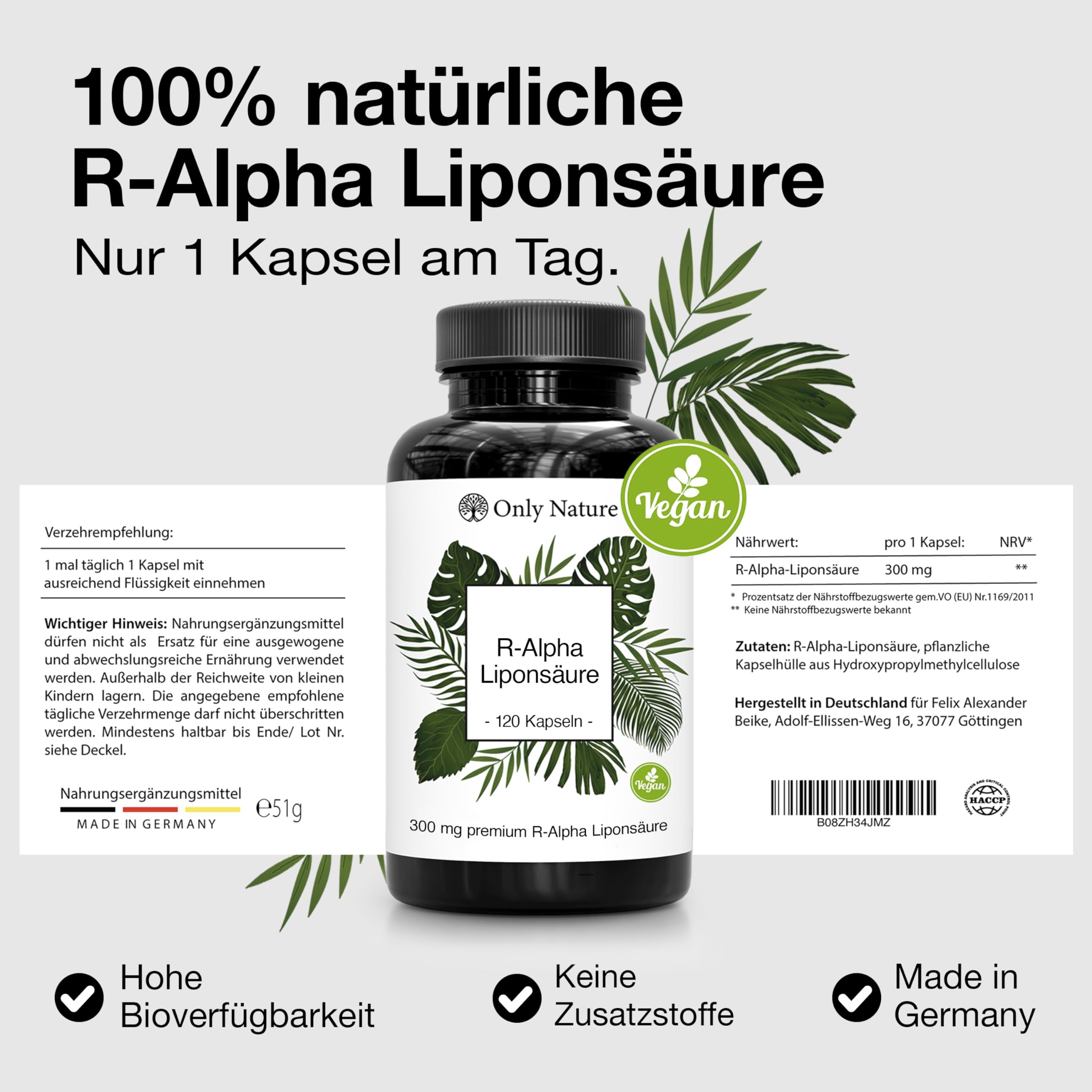 R Alpha Liponsäure 300mg - 120 Kapseln