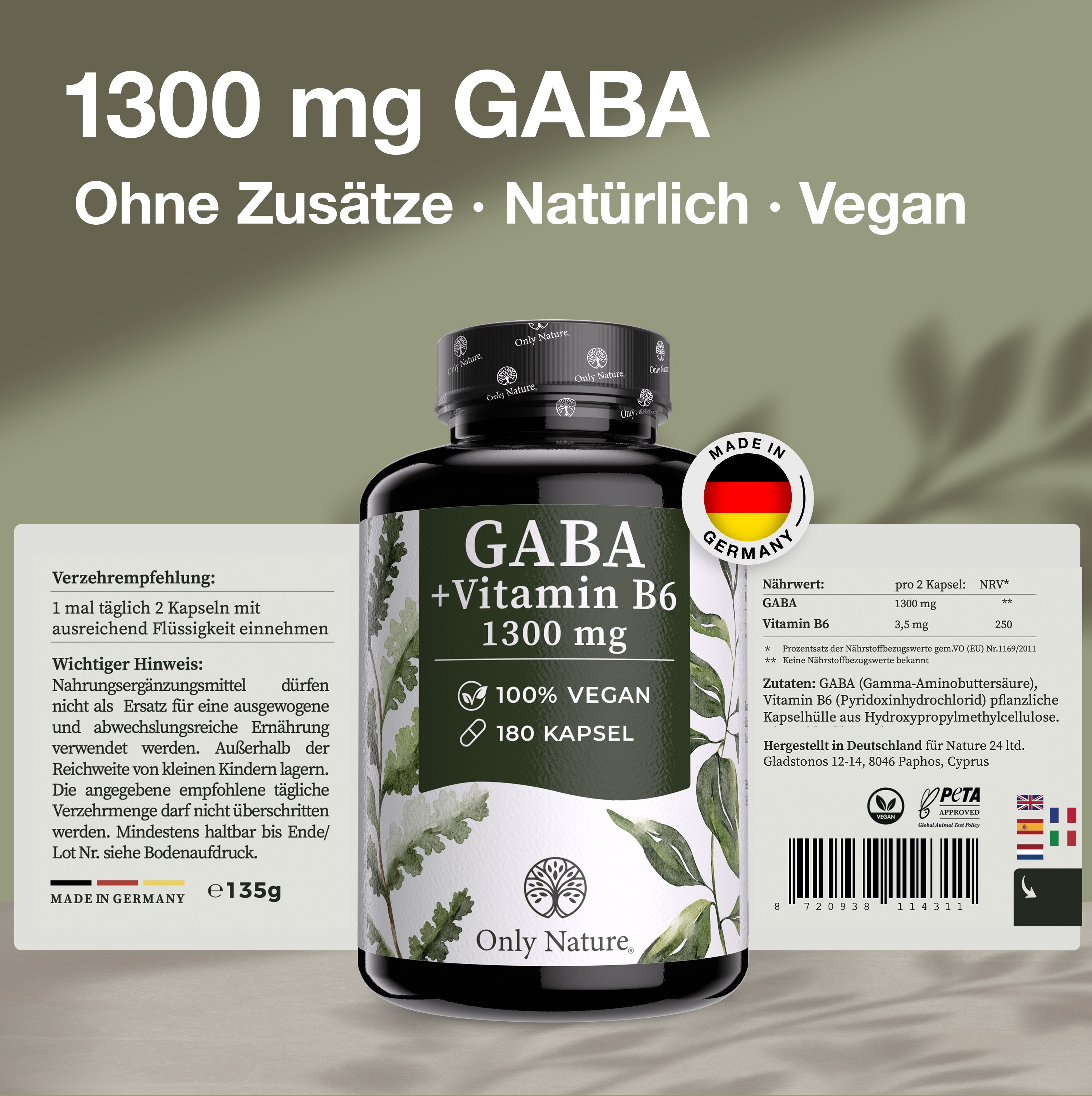 GABA Kapseln hochdosiert – 180 Kapseln