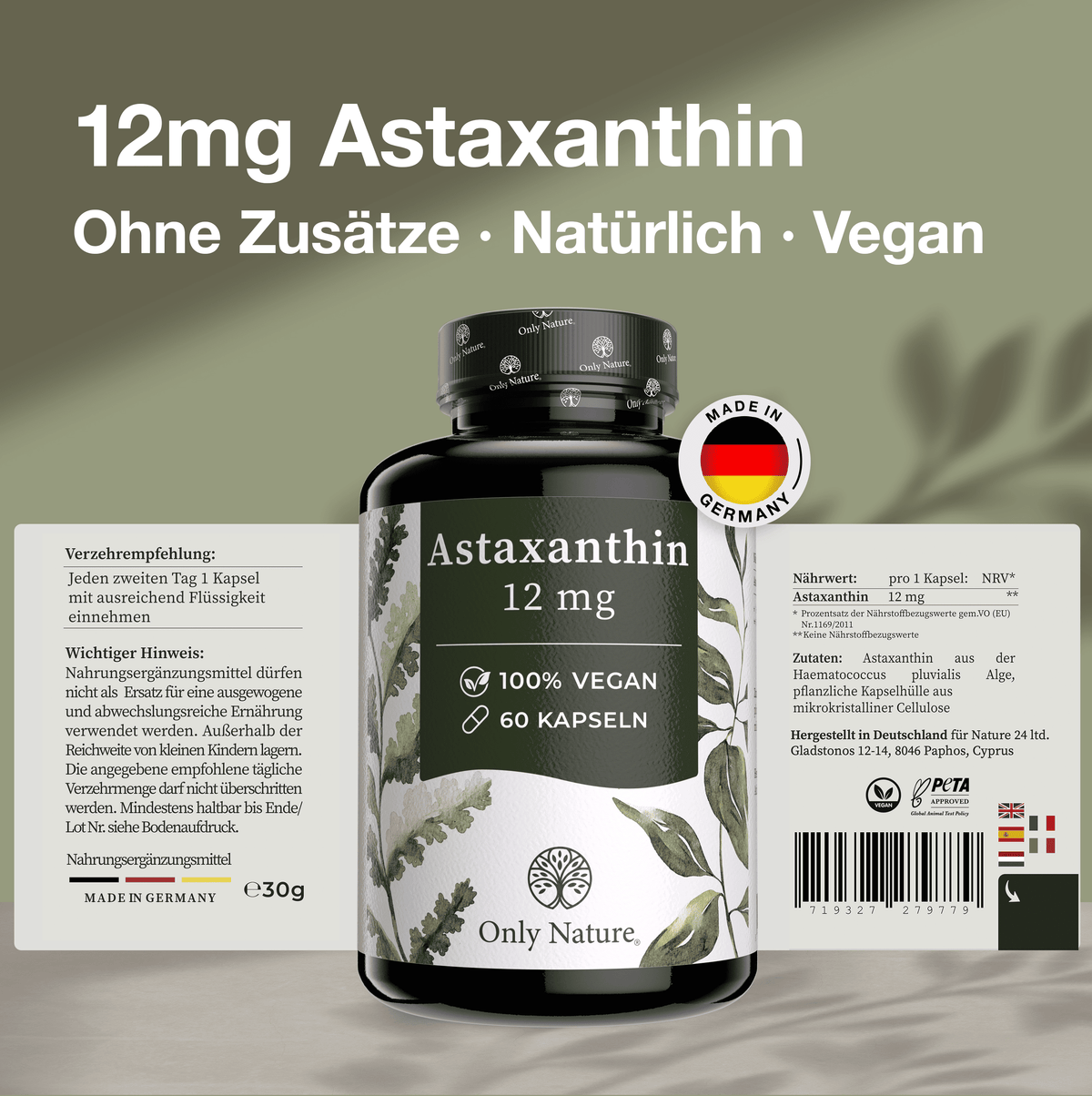 Astaxanthin 12 mg - 60 hochdosierte Kapseln