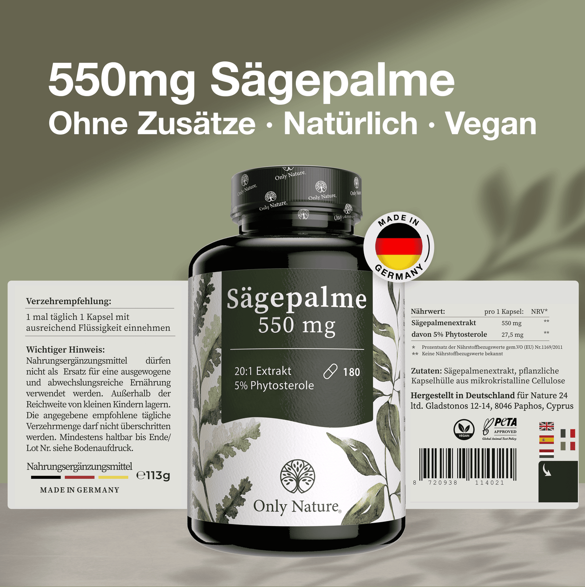 Sägepalmenextrakt 500 mg - 180 Prosta Kapseln