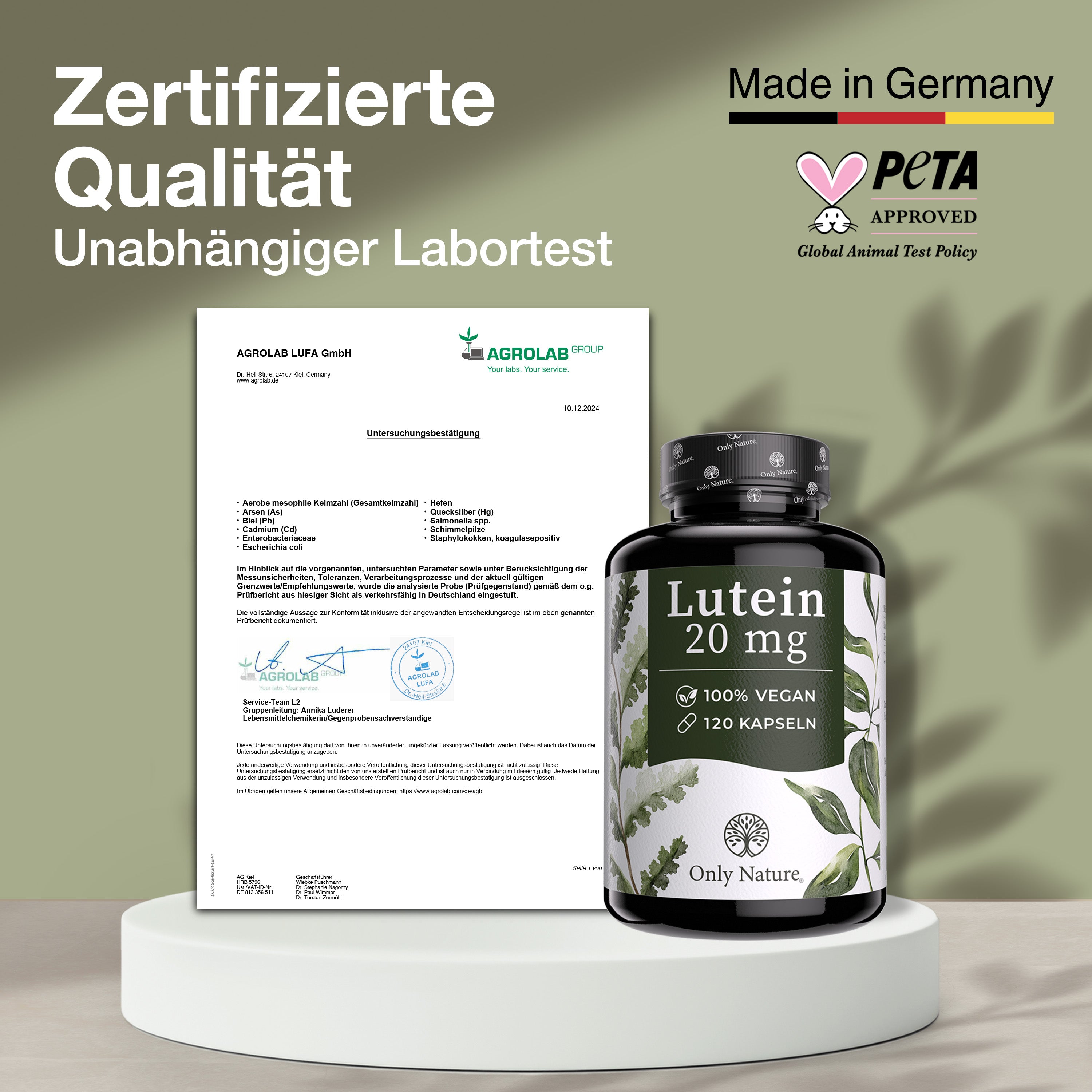 Lutein 20mg (mit 4 mg Zeaxanthin) - 120 Kapseln